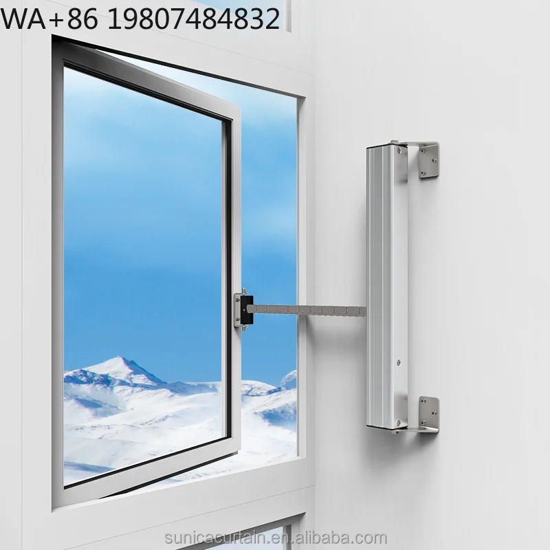 Grey Aluminum Linear Chain Motorized Window Opener Intelligent Casement Window Automatic Opening Drive Motor