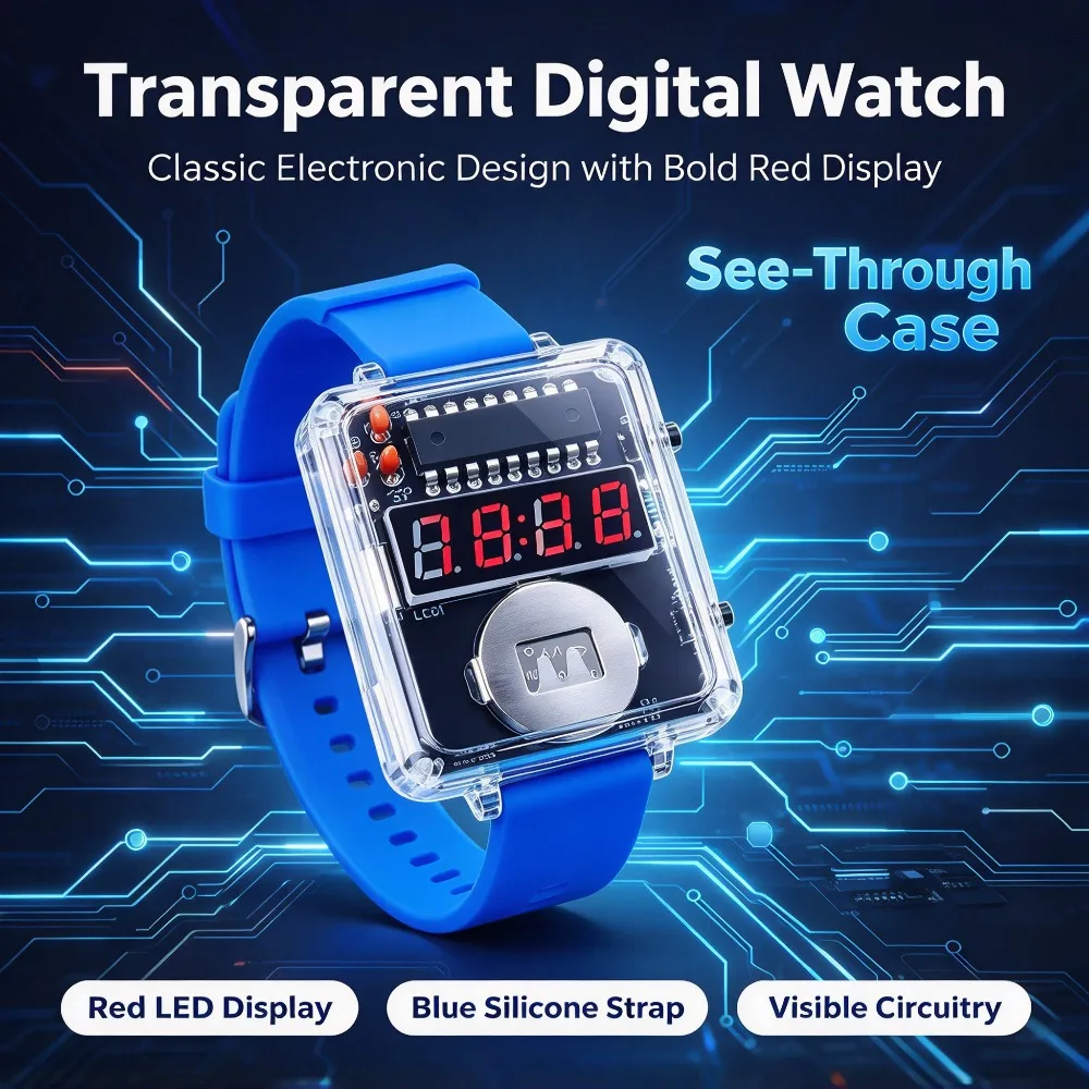 LED DIY Electronic Watch Kit Digital Tube Clock Soldering Practice Assembly Kit Silicone Wristwatch Circuit Board