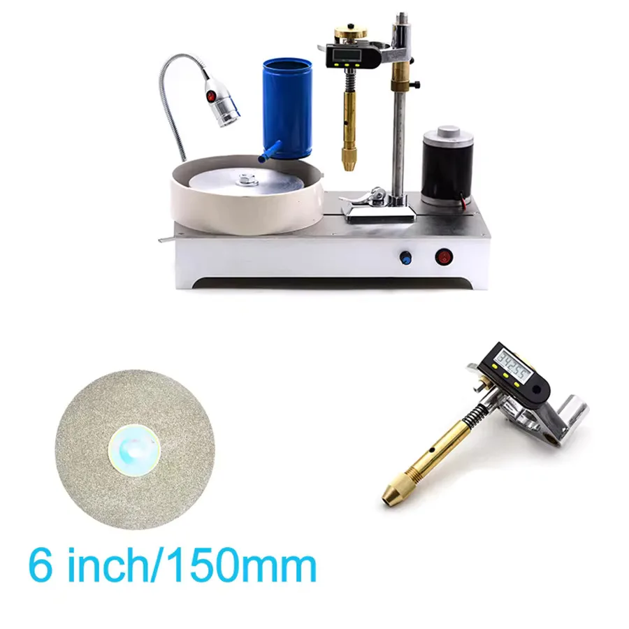 Gem Jade Processing Small Jade Jewelry Cutting Machine with Mechanical Hand/Digital Display Adjustable Speed Plane Polishing