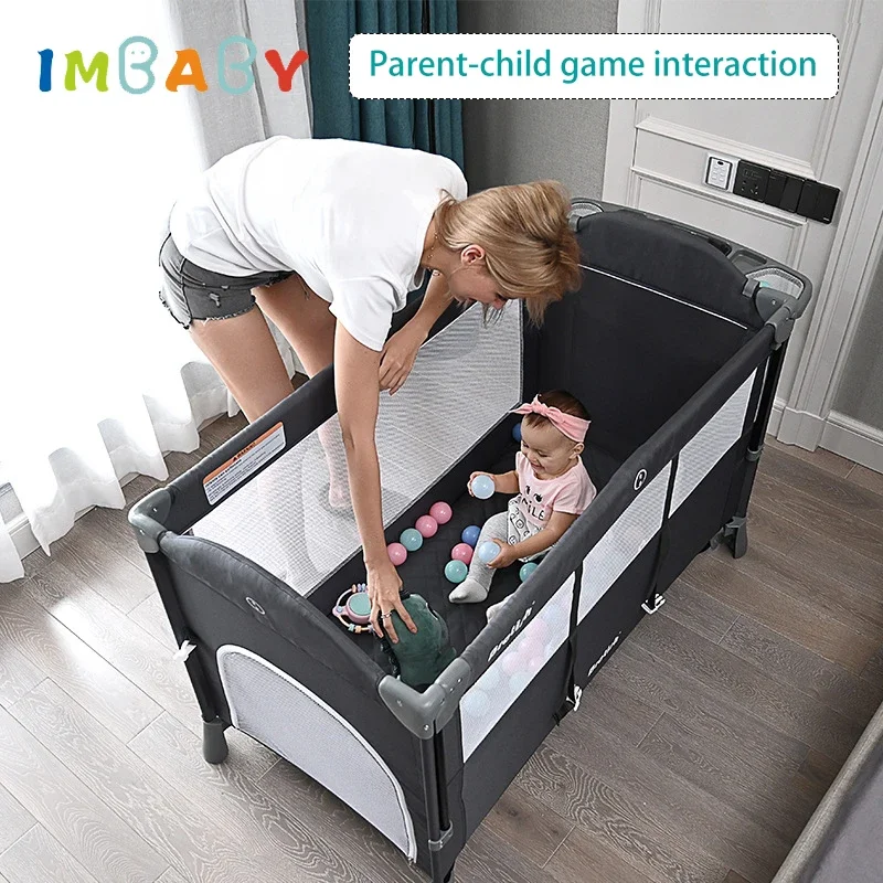 IMBABY Детская кроватка двухъярусная детская портативная многофункциональная колыбель для сна с подгузниками кровать Фото №3