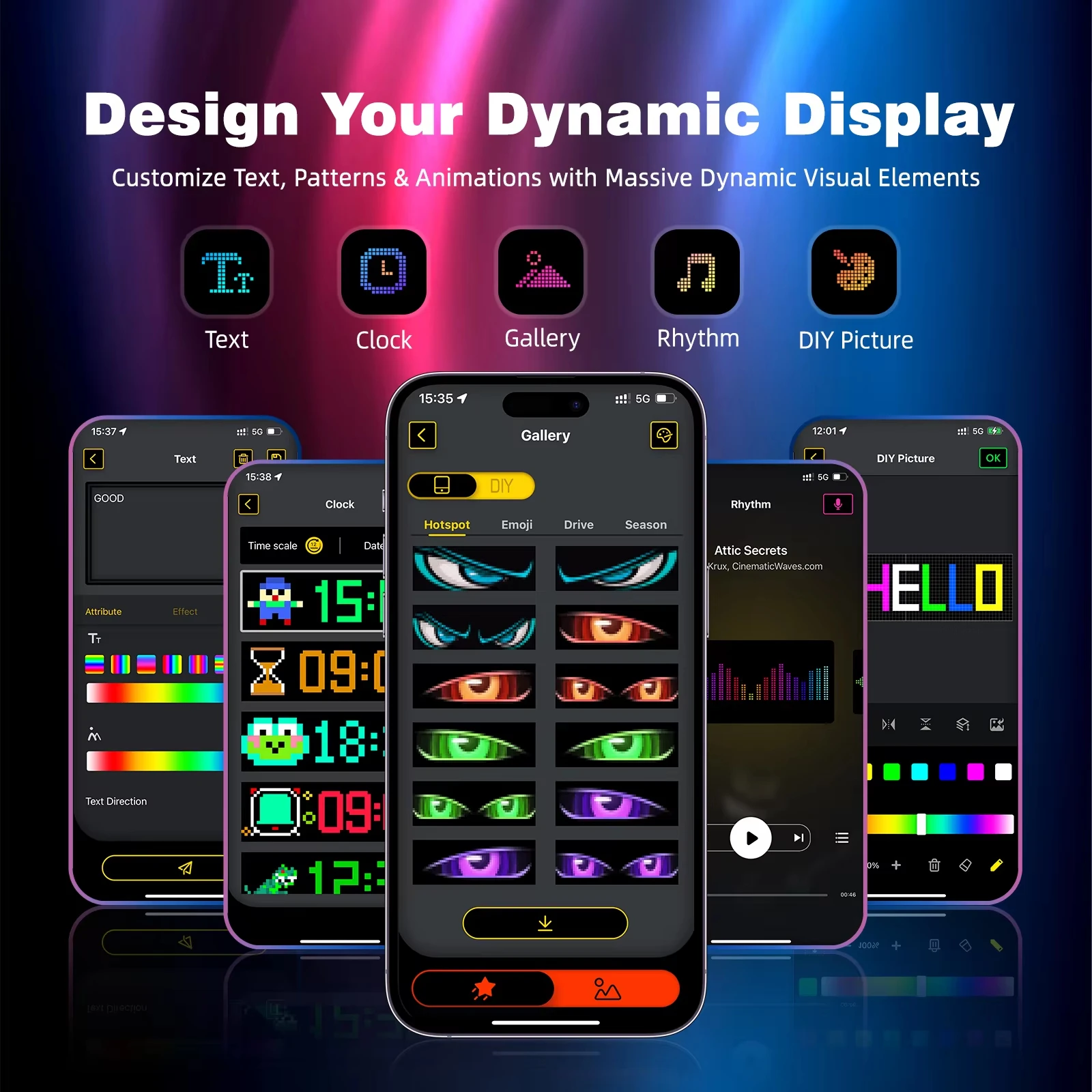 LED Truck Car Devil Eye LED Pixel Panel Light App Control Text Pattern Programmable Display Car Graffiti Scrolling truck light