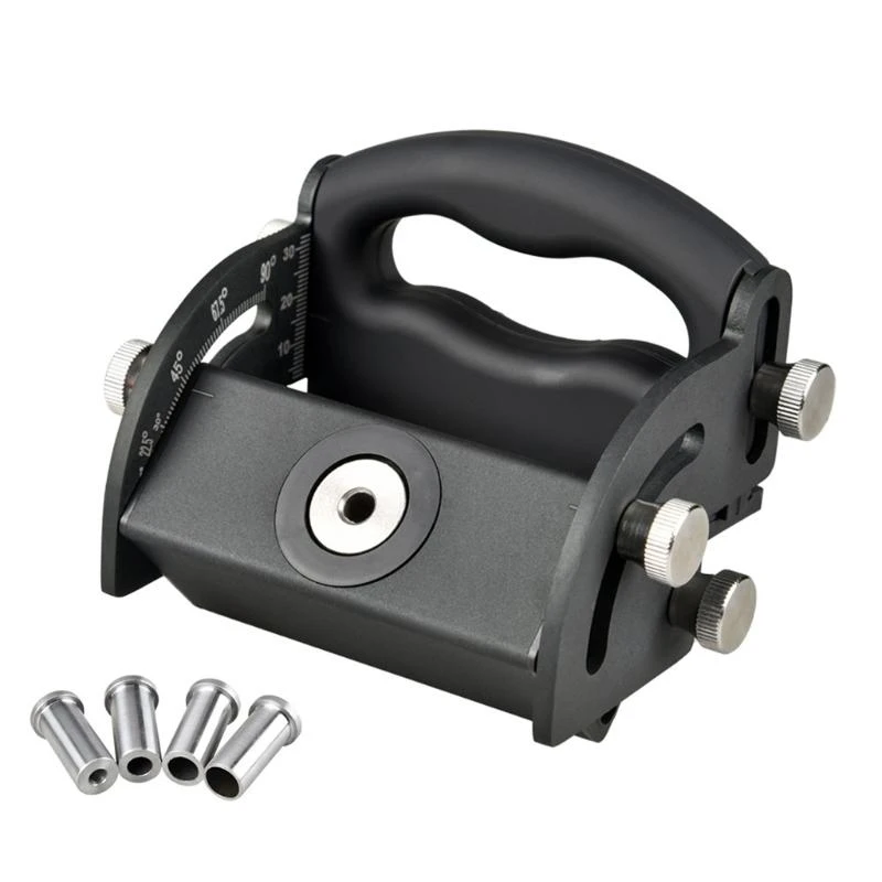 

5asd Drilling Guide Woodworking Tool Puncher Positioner Oblique Hole Locator 0°-90° Adjustable M6 for Carpentry