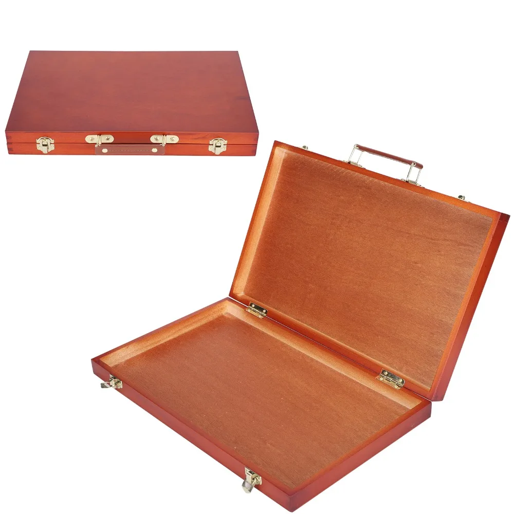 1pcs Lightweight Wooden Painting Storage Box Secure Locking Clasps Multi-functional Design Portable Painting Box