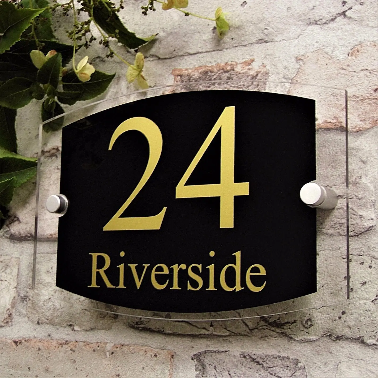 Customized MODERN DOOR NUMBER SIGN HOUSE ADDRESS PLAQUE STREET/PROPERTY PLATE GLASS EFFECT