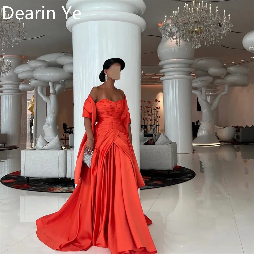 Customized Prom Gown Dearin Strapless A-line Floor Length Skirts Ribbon Bespoke Occasion Dresses Formal Saudi Arabia Evening Dre