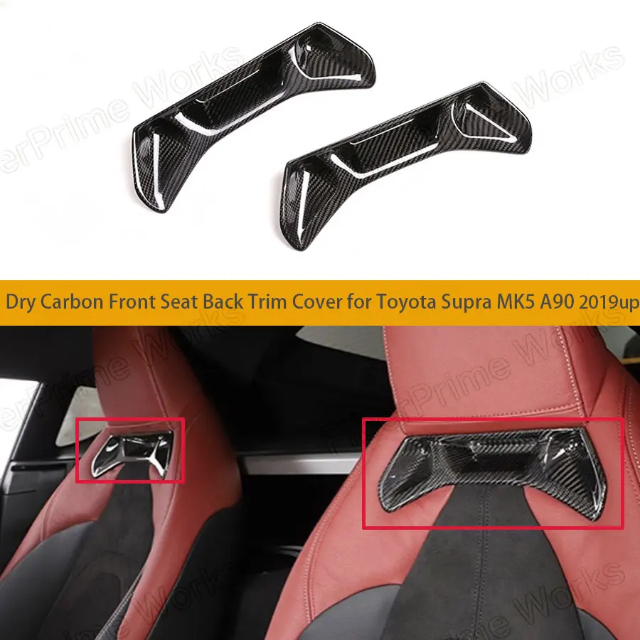 2 PCS Real Carbon fiber Front Seat Back Trim Cover Car Styling for Toyota Supra MK5 A90 2019up