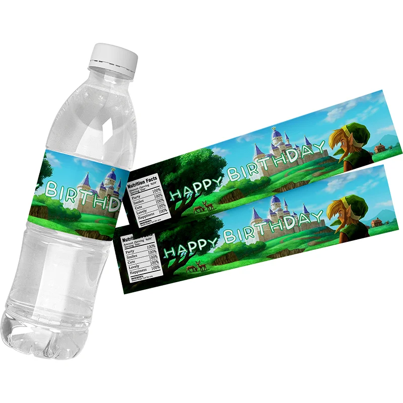 24pcs The Legend of Zelda Customized Water Bottle Labels Stickers Wrappers Kids Birthday Party Decorations Baby Shower Supplies