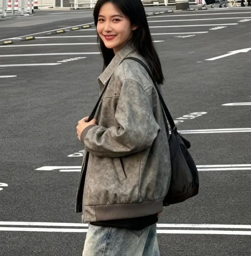 سترات منفوخة للنساء سترة من الصوف للخريف من الفلانيل بأزرار متقلب للكلية العصرية البناتي الجميلة Preppy الفنية الشبابية