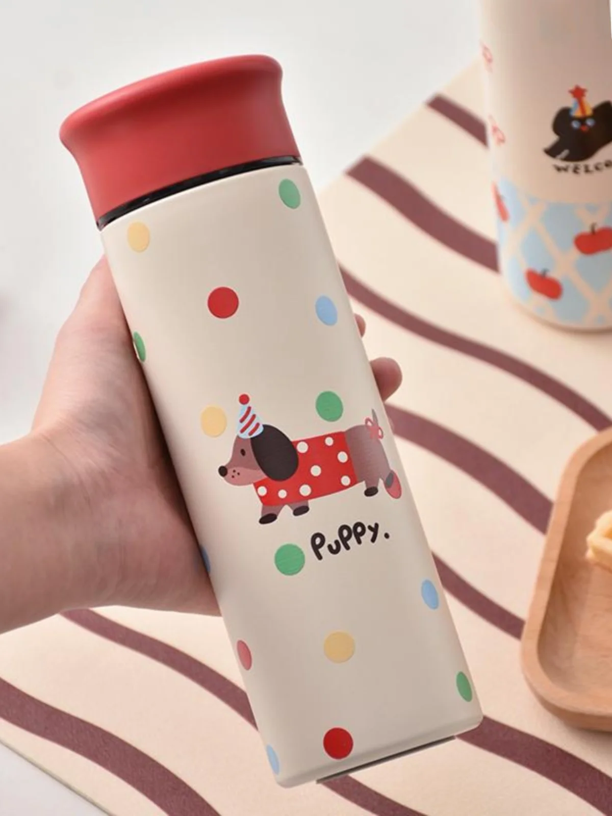 

Милая термобутылка PiaJi с тематикой домашних животных, портативная, для офиса, с разделителем для чая, для студентов, прямая чашка для питья, 500 мл, из нержавеющей стали