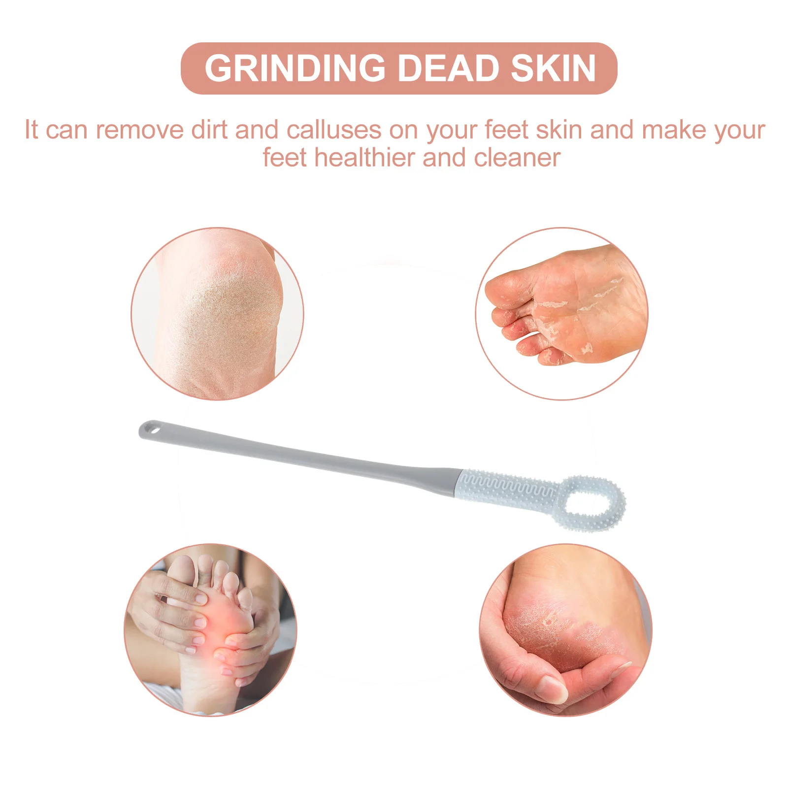 أداة تقشير رأس فرشاة ناعمة بمقبض طويل لتنظيف فجوة أصابع القدم وإزالة الجلد الميت وتصميم حجر الخفاف #5