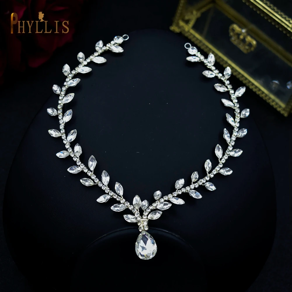 A484 Crystal Drop Forehead Head Chain Rhinestone Wedding Hair Accessories for Women Tiara Indian Bride Jewelry Bridal Headpiece