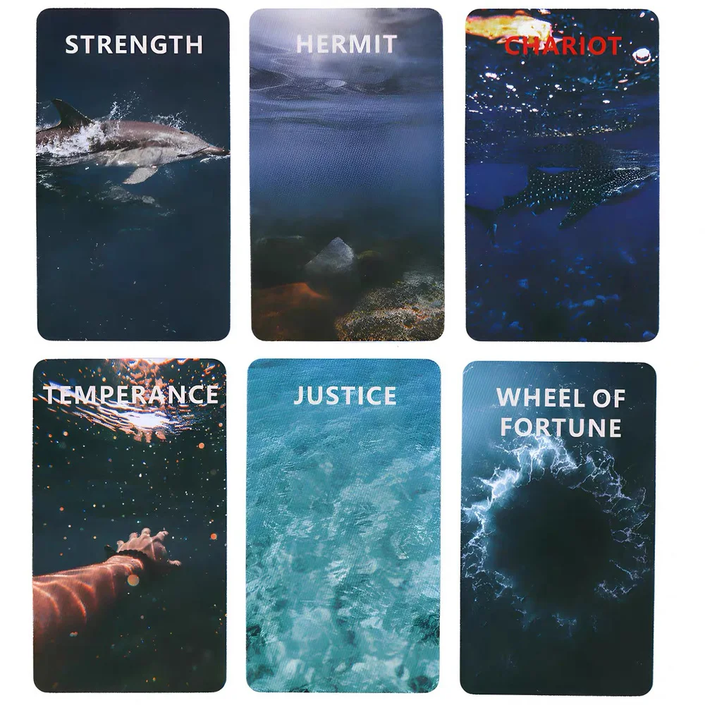 78Pcs Blue Secret Tarot Cards Deck Ocean Sea Life Oracle Card for Beginners Mysterious Jellyfish Divination Board Game