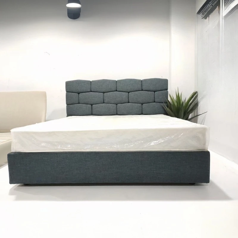 Italian minimalist modern bedroom model room light luxury designer soft bed high backrest fabric bed double bed