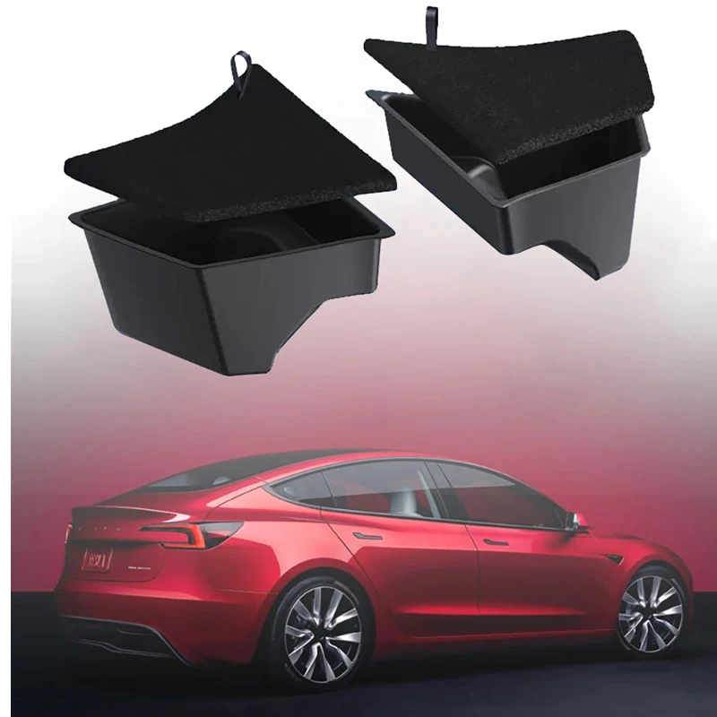 

For Tesla Model 3 Highland 2024 Rear Trunk Left Side Storage Box with Cover Tail Boot Organizer Partition Decoration Accessories