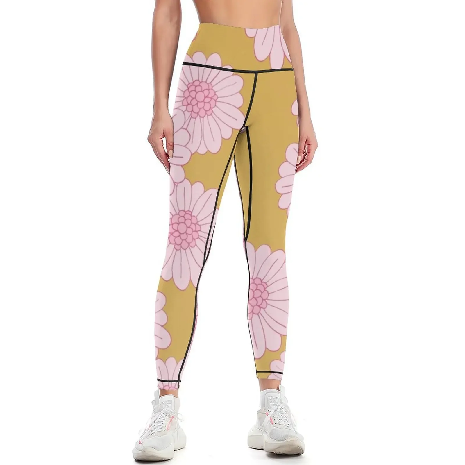 

Pink flowers Leggings gym clothing gym wear gym's clothing Women's pants Womens Leggings