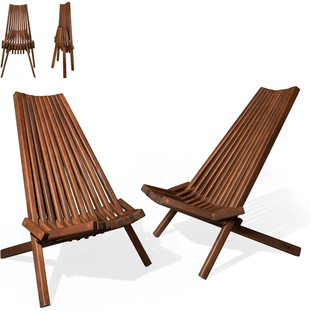 

Wooden Folding Chair - Low Profile FSC Certified Acacia Wood Lounge Chair with - Fully Assembled Foldable Chairs for Patio, Por