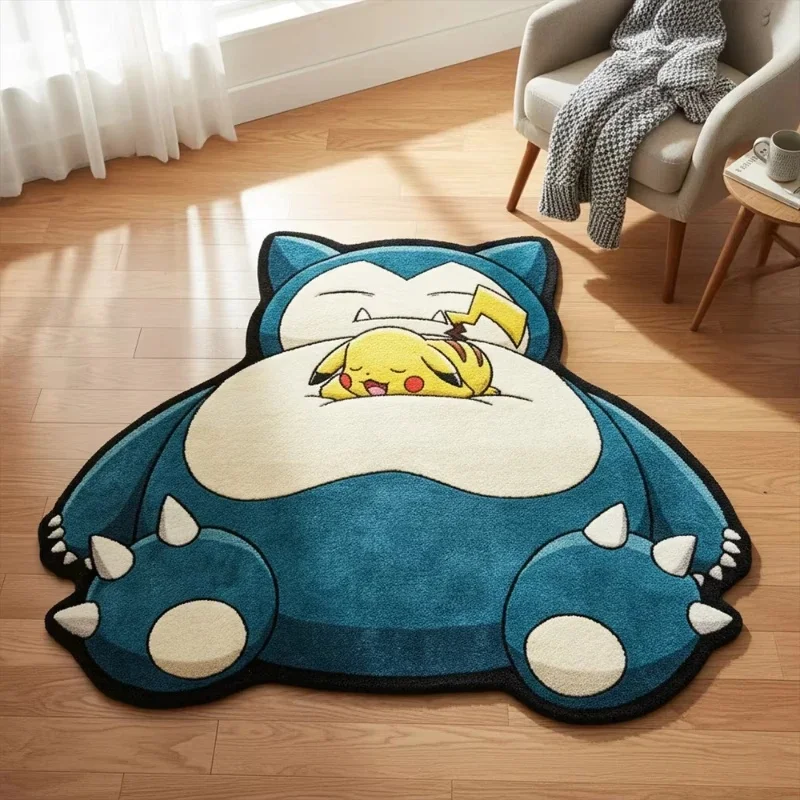 Snorlax Faux Cashmere Rug, Sleepy Cartoon Floor Carpet, Irregular Soft Mat, Bedroom Living Room Home Decor Gift