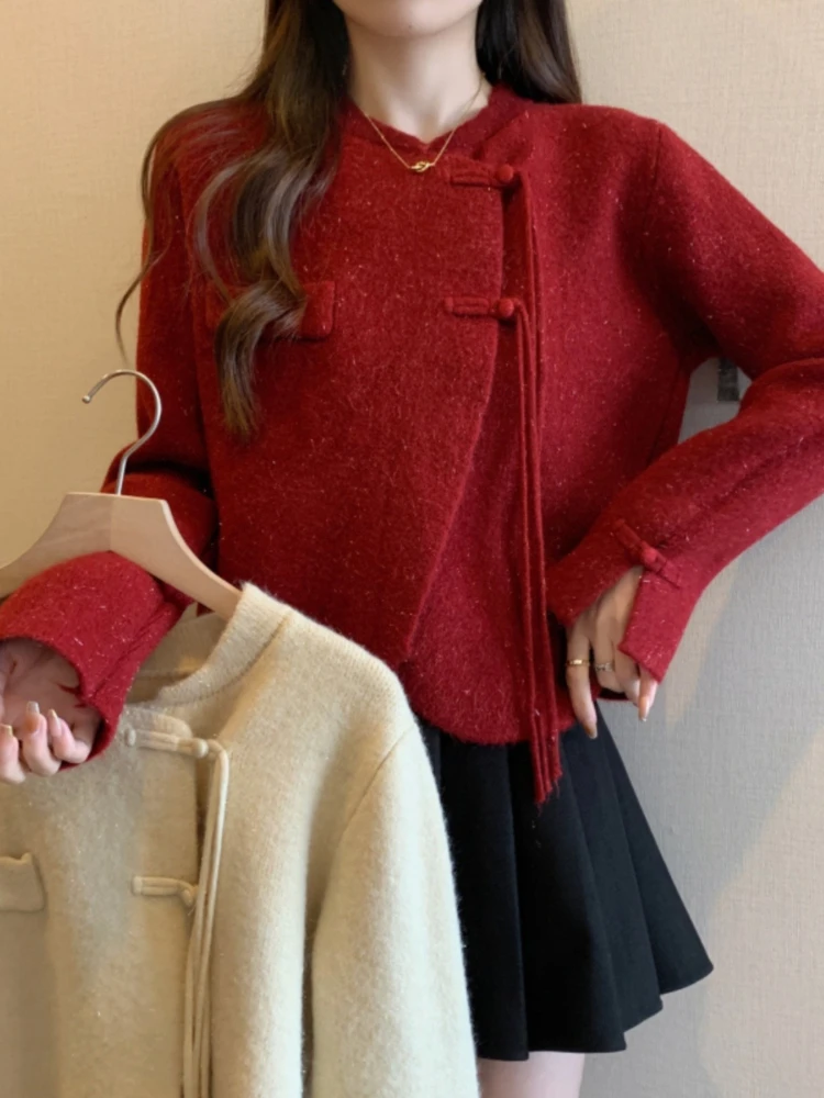 

Новый свитер в китайском стиле, вязаный кардиган, женский осенне-зимний новый стиль, элитная и элегантная короткая стильная куртка