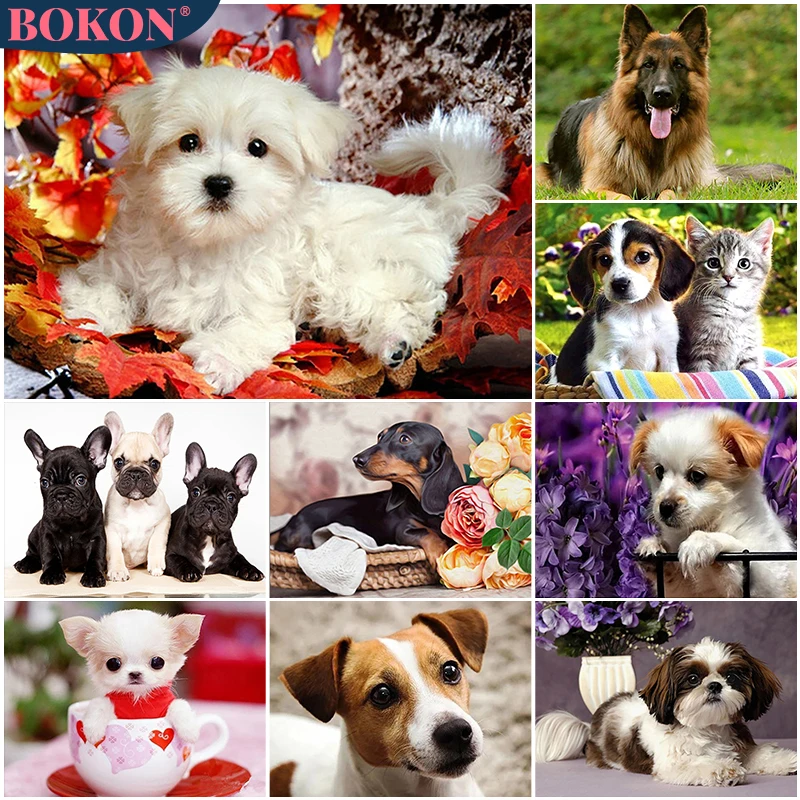 

Diamond Painting Dog 5D DIY Animal Full Square Round Diamond Embroidery Cross Stitch Kit Handmade Gift Home Decoration