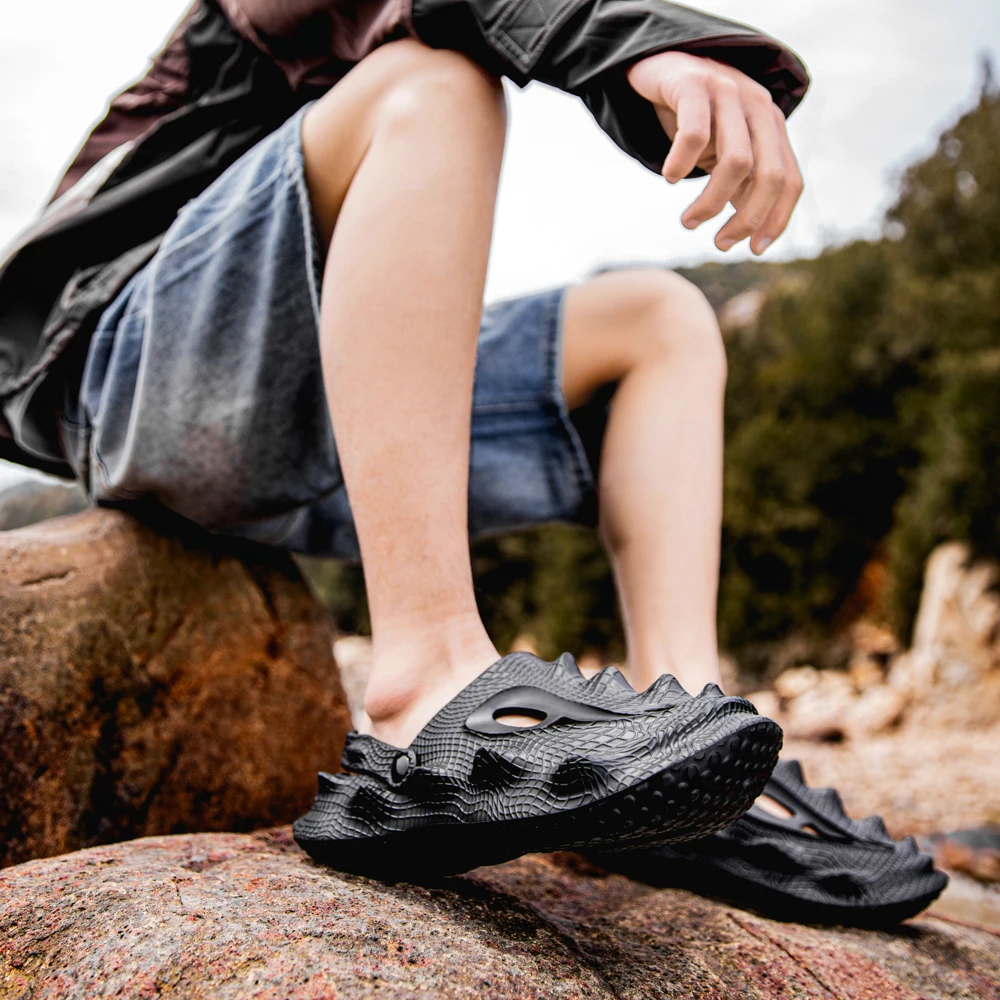 

Сандалии baotou мужские спортивные, Нескользящие босоножки с имитацией крокодиловой кожи, уличные пляжные тапочки для реки, летняя одежда