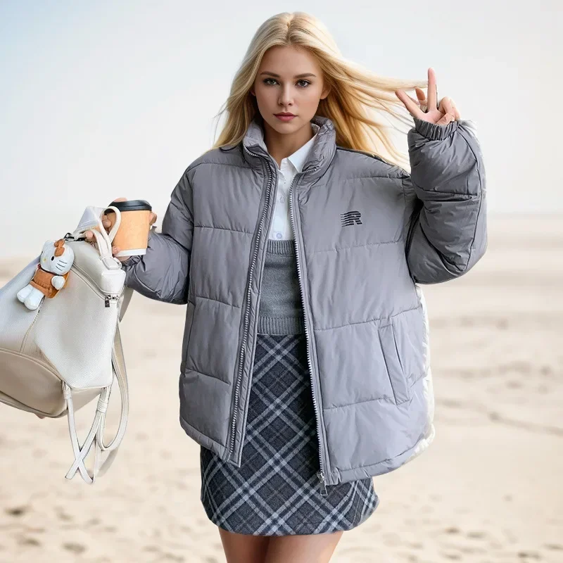 New 2024 Women\'s Down Cotton Coat Cropped Loose-fit Winter Jacket Female Parkas Pockets Trendy Korean Style Puffer Warm Jacket