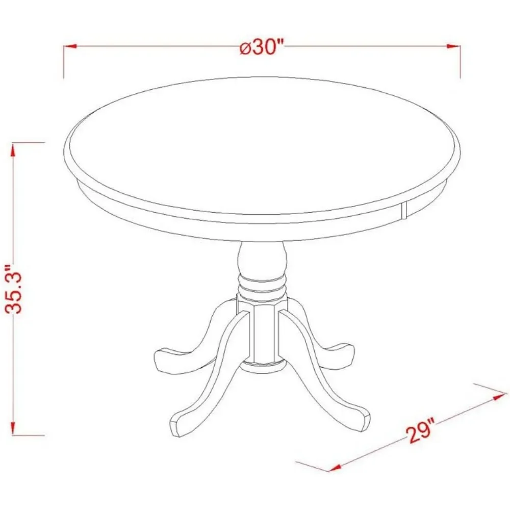 5 Piece Kitchen Counter Set Includes A Round Room Table With Pedestal And 4 Dining Chairs, 30x30 Inch||