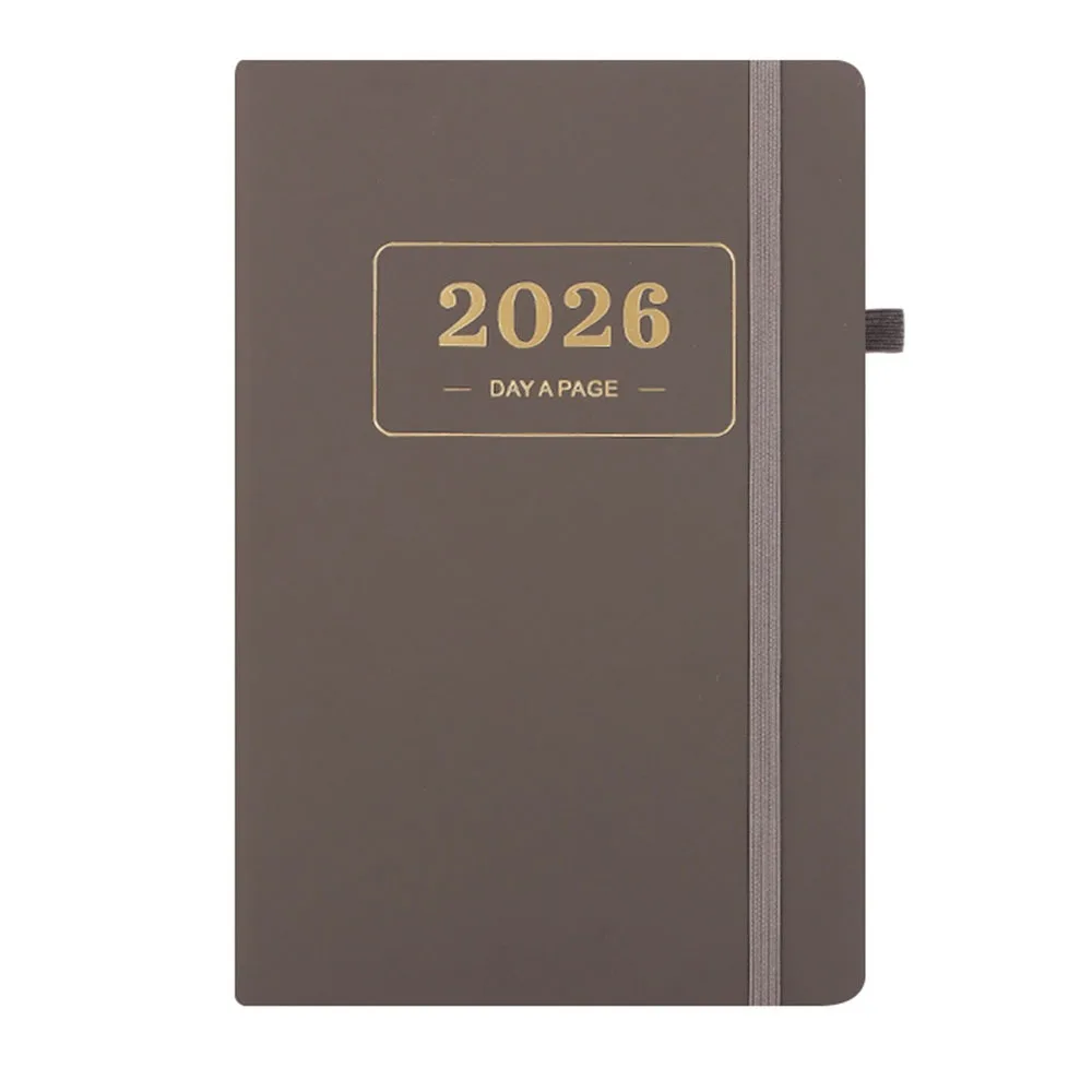 

PU Leather A5 Planner Notebook Waterproof Elastic Band Agenda Notepad with Bookmark 180-degree Flip 2026 Daily Planner