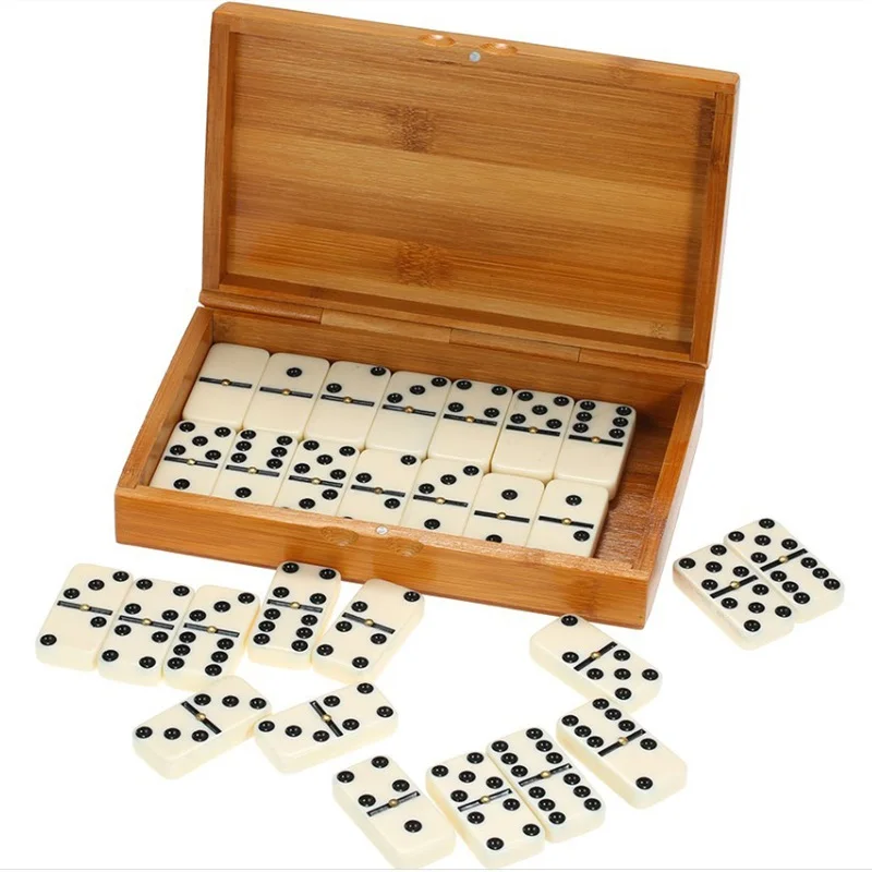 

28pcs/Set Domino Board Games Domino Toys Travel Funny Table Game Kid Children Educational Toy With Bamboo Box For Children Gifts