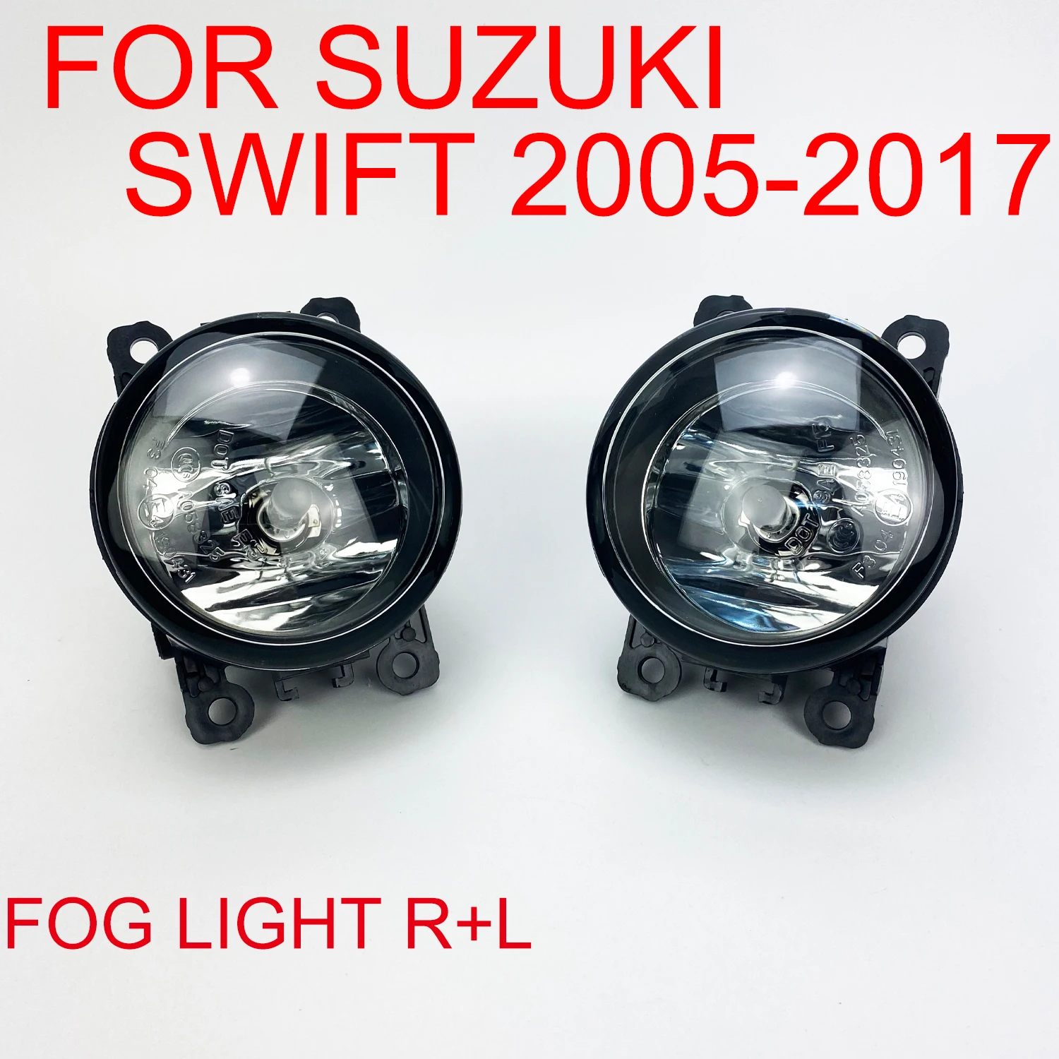 Bumper Fog Lights Lamps For Suzuki Swift 2005 2006 2007 2008 2009 2010 Driver & Passenger Side w/ H11 Halogen Bulbs Clear Lens