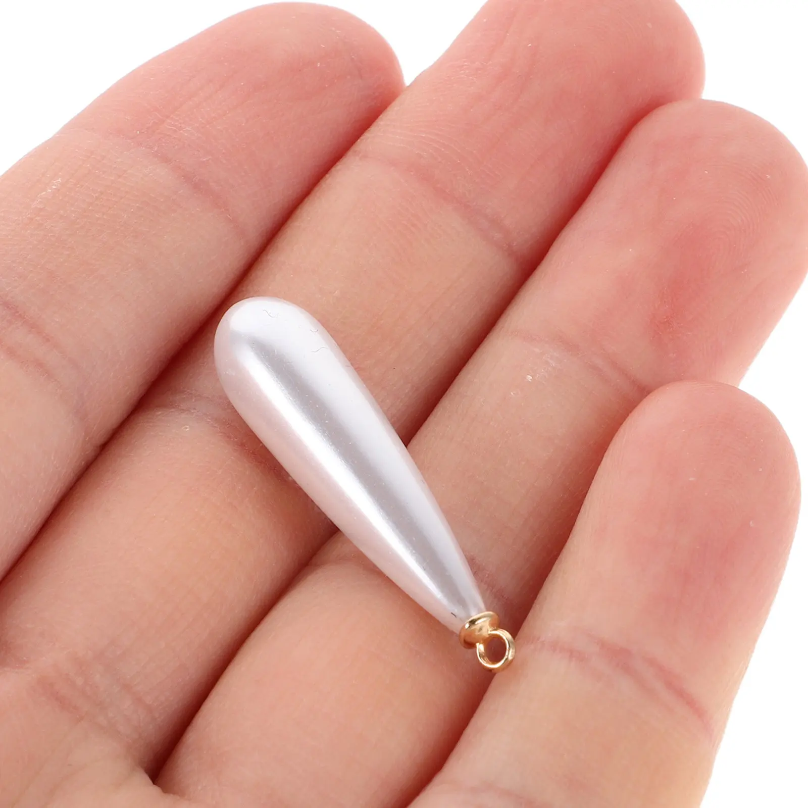 

50Pcs Waterdrop Shaped Faux Pearl Pendants DIY Jewelry Making Charms for Necklaces Earrings Craft Lightweight Sophisticated