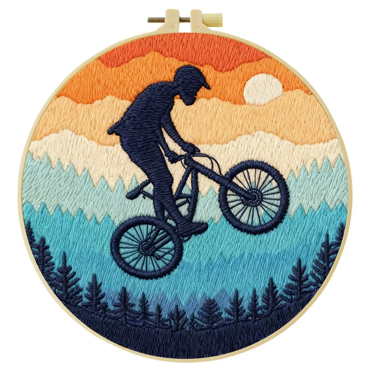 1 Stück 20X20CM/15X15CM 7,87/6,3 Zoll Fahrrad-Challenge Stickerei-Starter-Kit DIY-Kit DIY-Stickerei-Set Handarbeiten Heimdekoration – Detail 3