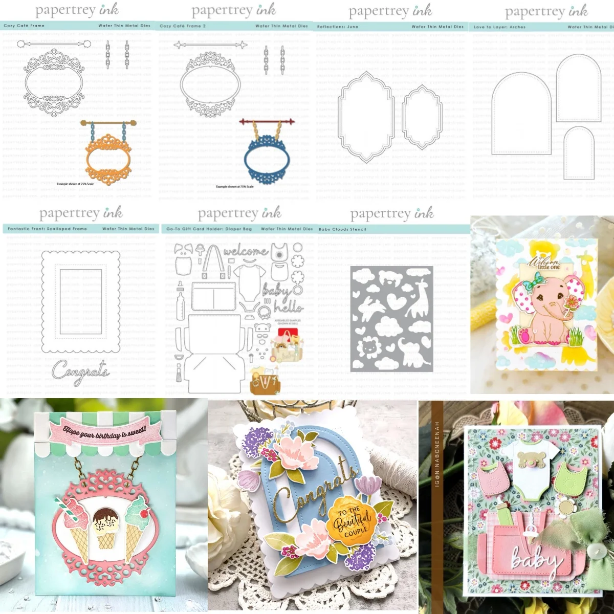 

2024 New Baby Clouds Diaper Bag Scalloped Frame Metal Cutting Dies Stencil DIY Decorating Paper Card Album Embossing Craft Die