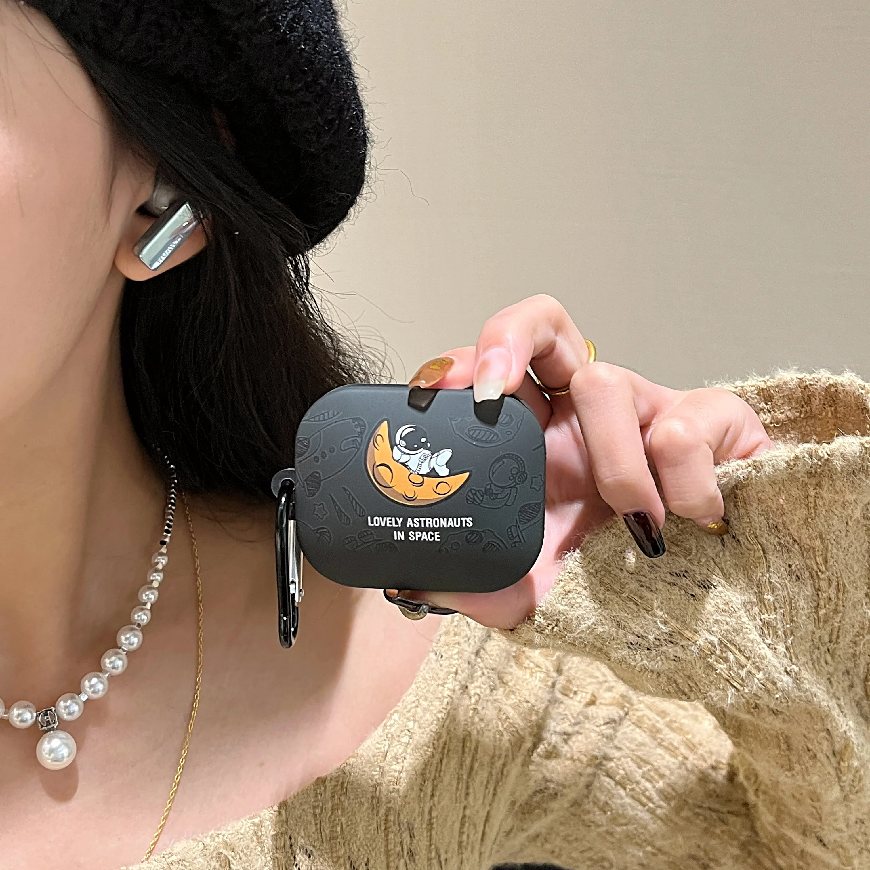 Astronaut Crystal Stickers Earphone Case For Xiaomi Redmi Buds 5 Wireless Bluetooth Headphone Cute Space Man Protective Cover