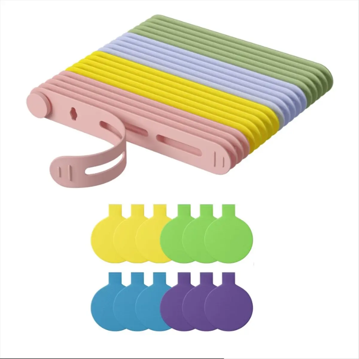 A22I Cable Labels and Silicone Cable , 20 Cable Ties+12 Cord Labels for Electronics, Travel Office Desk Wire Organization