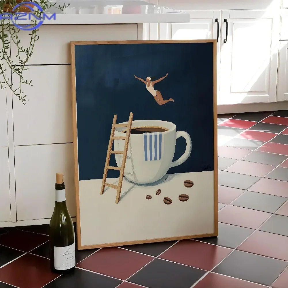 Frameless,Coffee Poster,Espresso Printing,Fashion Kitchen Decor,Coffee Bar Decor,Retro Coffee Wall Art,Kitchen Wall Printable