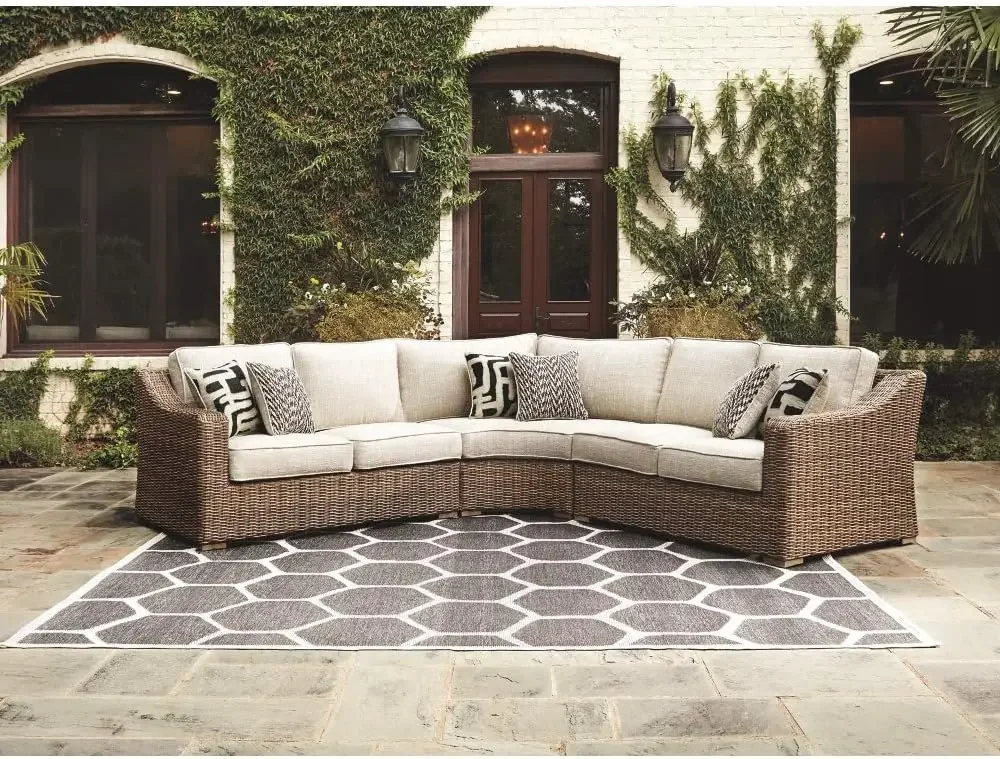 

Outdoor Left & Right Arm Facing Wicker Patio Loveseats With Cushion For Garden / Living Room, 100% Polyester Removable Cover