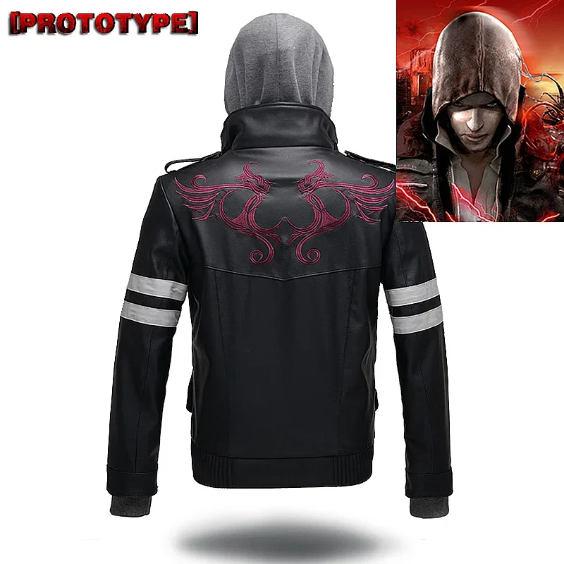 New prototype Alex Mercer Cosplay Costume embroidery jacket PU leather coat Halloween costumes for women/men s-3xl costum coat