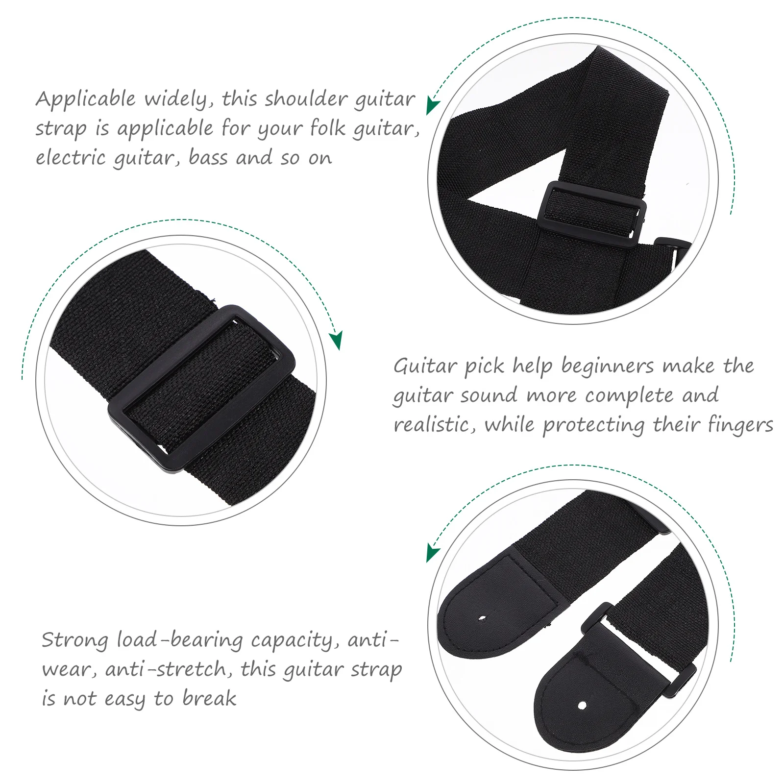 

8 Pcs Bass Strap Guitar Acoustic Neck Adjustable Sling Durable Straps Classical Cool