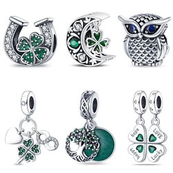 Charms 925 Silver Fit Charms 3mm Original Bracelet Four Leaf Clover Womens Tree Of Life Beads DIY Fine Jewelry Gift Hot