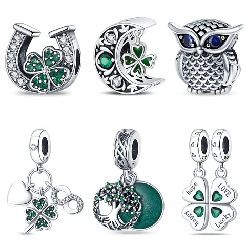 Charms 925 Silver Fit Charms 3mm Original Bracelet Four Leaf Clover Womens Tree Of Life Beads DIY Fine Jewelry Gift Hot
