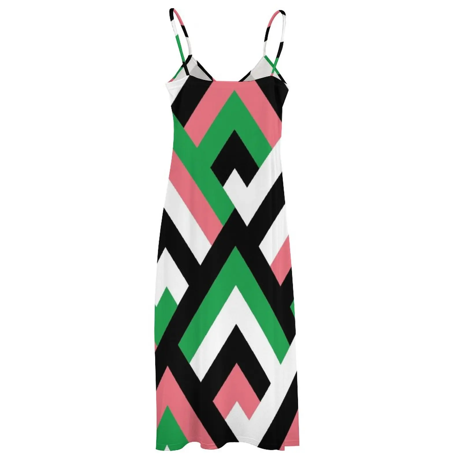 Pink and Green Diamond aka Tetragon Pattern Sleeveless Dress Long dresses prom dress 2023 Woman clothing