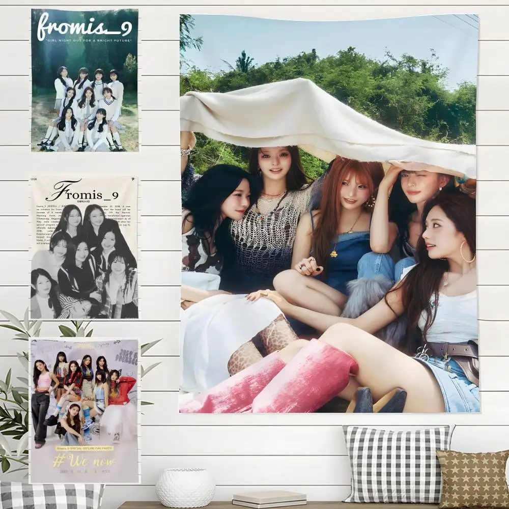 Korea Kpop Band F-fromis_9 Wandteppich für den Innen- und Außenbereich, Wohnzimmer, Schlafzimmer, Terrasse, langlebig, vielseitig einsetzbar, für den ganzjährigen Einsatz