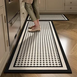 Tapis de Cuisine Absorbant l'Eau, Polymères de Sol Non ALD, Absorption d'Huile de Boue, Noir et Blanc, Pied-de-Poule, Décoration de la Maison