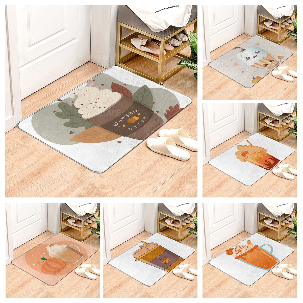 House entrance carpet Home door mat Living Room Bath Foot bathroom non-slip water absorption rugs bath Halloween Autumn Pumpkin