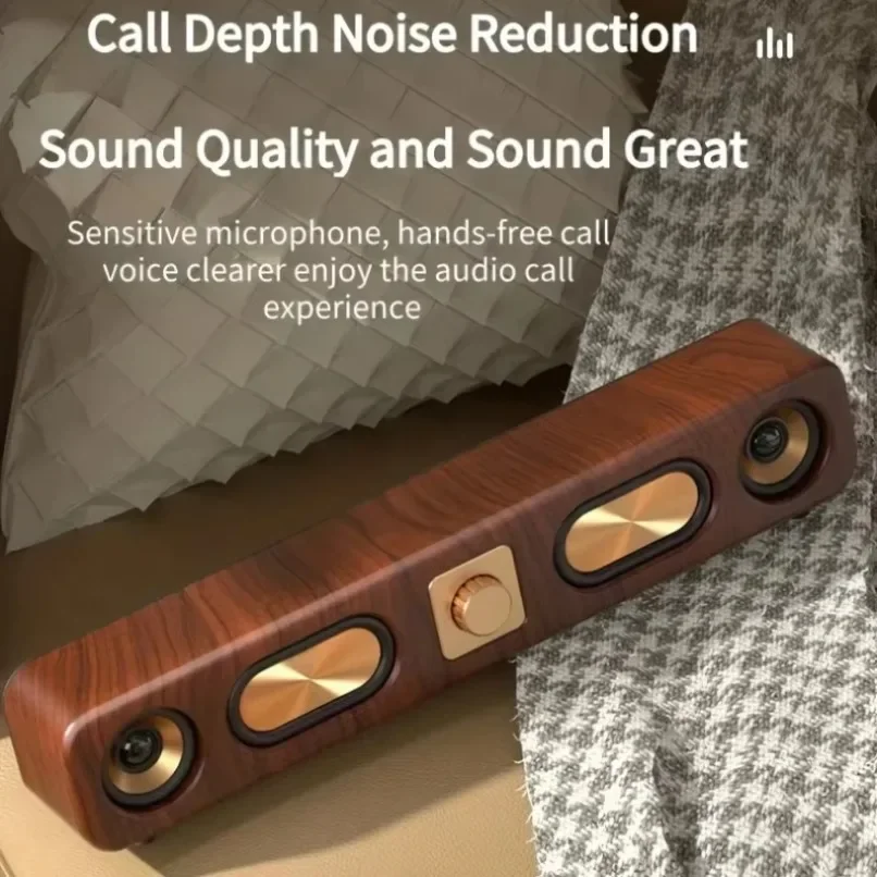 3D Stereo Wooden Soundbar Speaker Bluetooth 5.0 For TV Home Theater Surround Music Player Desktop Wired Wireless RCA USB AUX Box