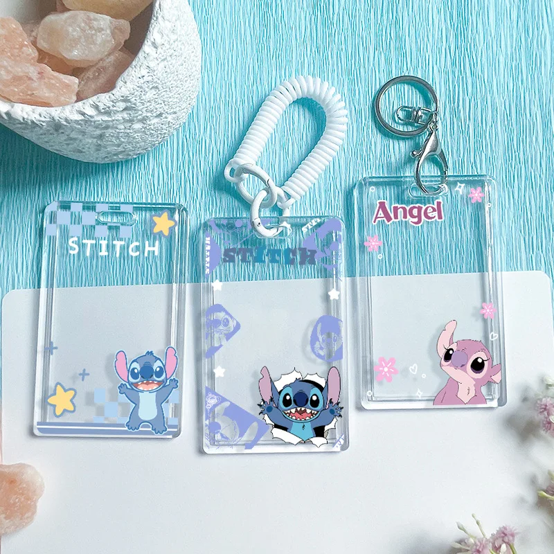 حامل بطاقة الطالب إطار كوميدي شفاف علامة الأمتعة ديزني غرزة الملاك الكرتون الاطفال حامل بطاقة المدرسة لاقط بطاقة #1