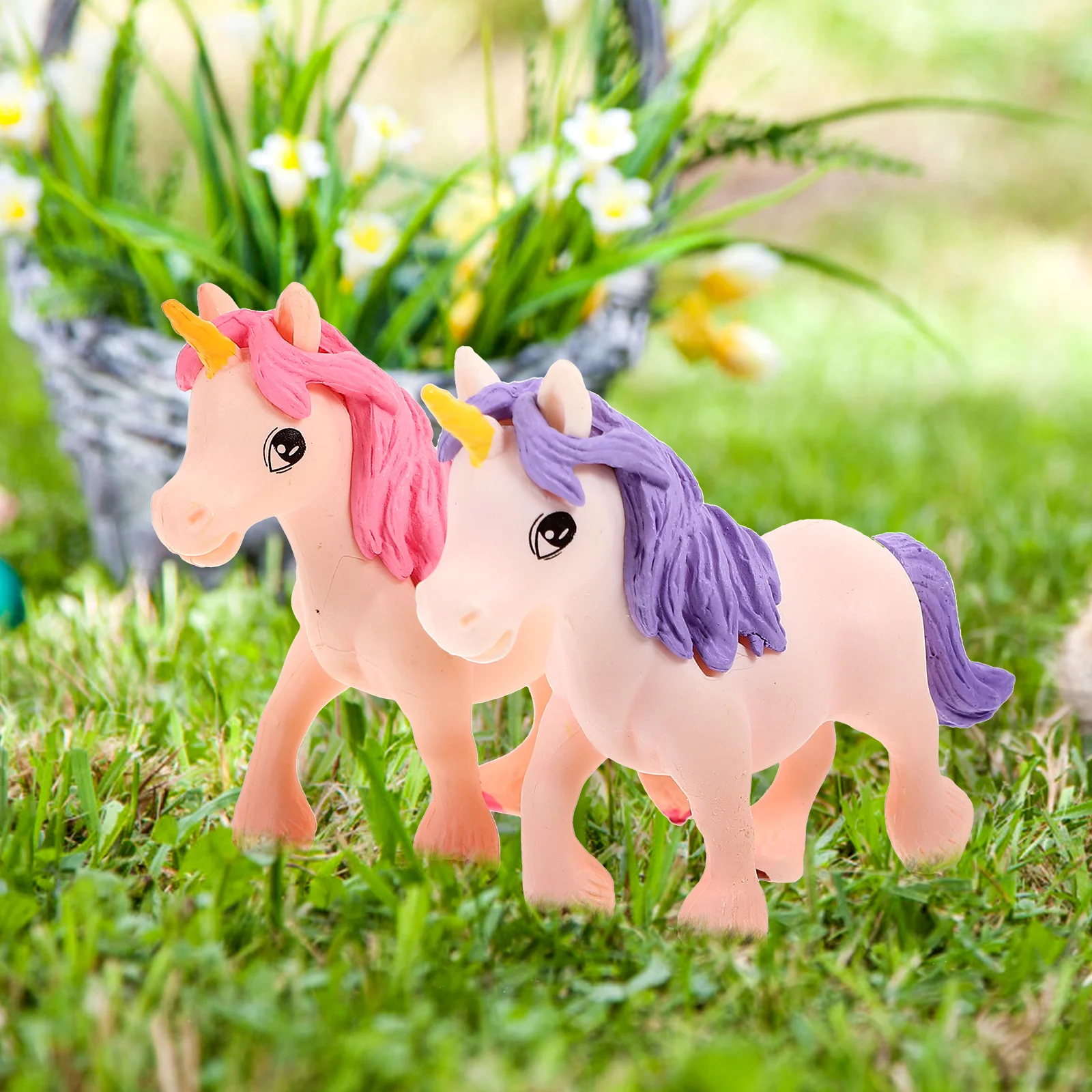 

10 Pcs Figurines Plastic Decorations Pink Purple Winged Small Horse Figurines Small Horses Tabletop Succulents Accessories