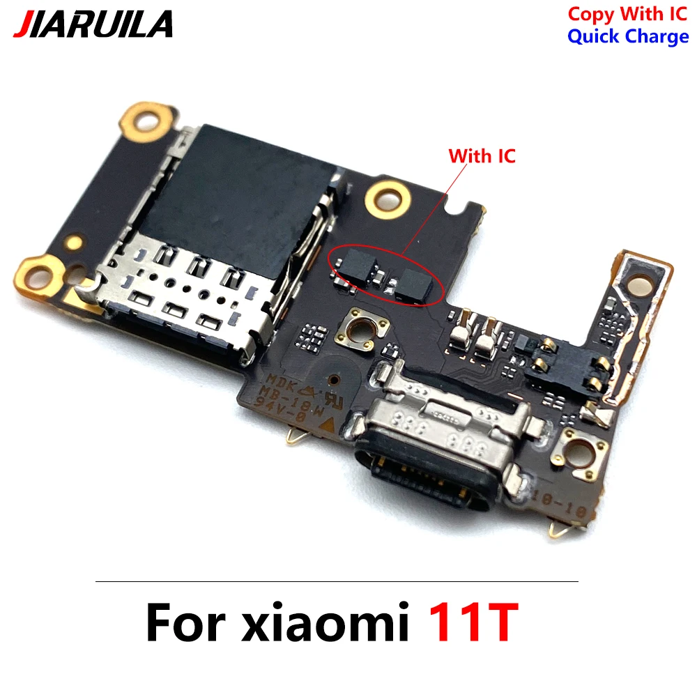 10Pcs，USB Dock Connector Charging Port Flex Cable For Xiaomi Mi 11t Charger Board With Mic Microphone Module