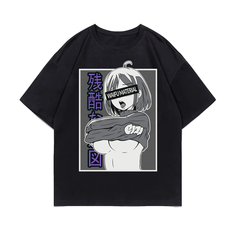 Waifu Tshirt Men Otaku Kawaii Cute Girl Anime Ahegao Oversize Summer Tops Man Women Harajuku Print Fashion Loose Cotton T Shirt