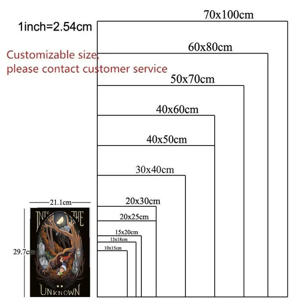 Plakat O-Over the Garden Wall Łatwy w montażu Samoprzylepny Dekoracja Ścienna HD Wodoodporny Odporny na rozdarcia Idealny Prezent do Domu Sypialni